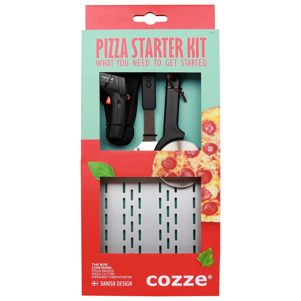 Set cadou Cozze: paleta de pizza, taietor de pizza, termometru cu infrarosu