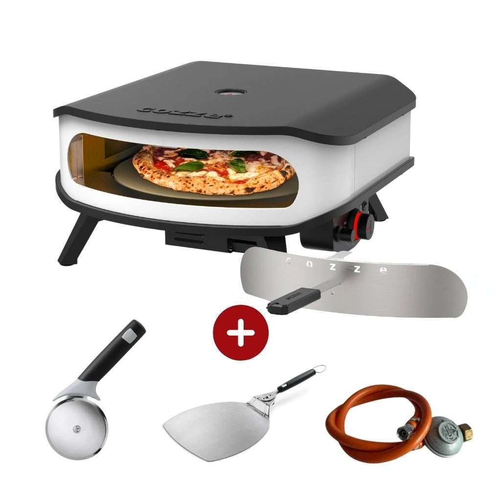 Starter pack gaz 42.5 cm Cozze - piatra pizza rotativa, lumina LED + REGULATOR