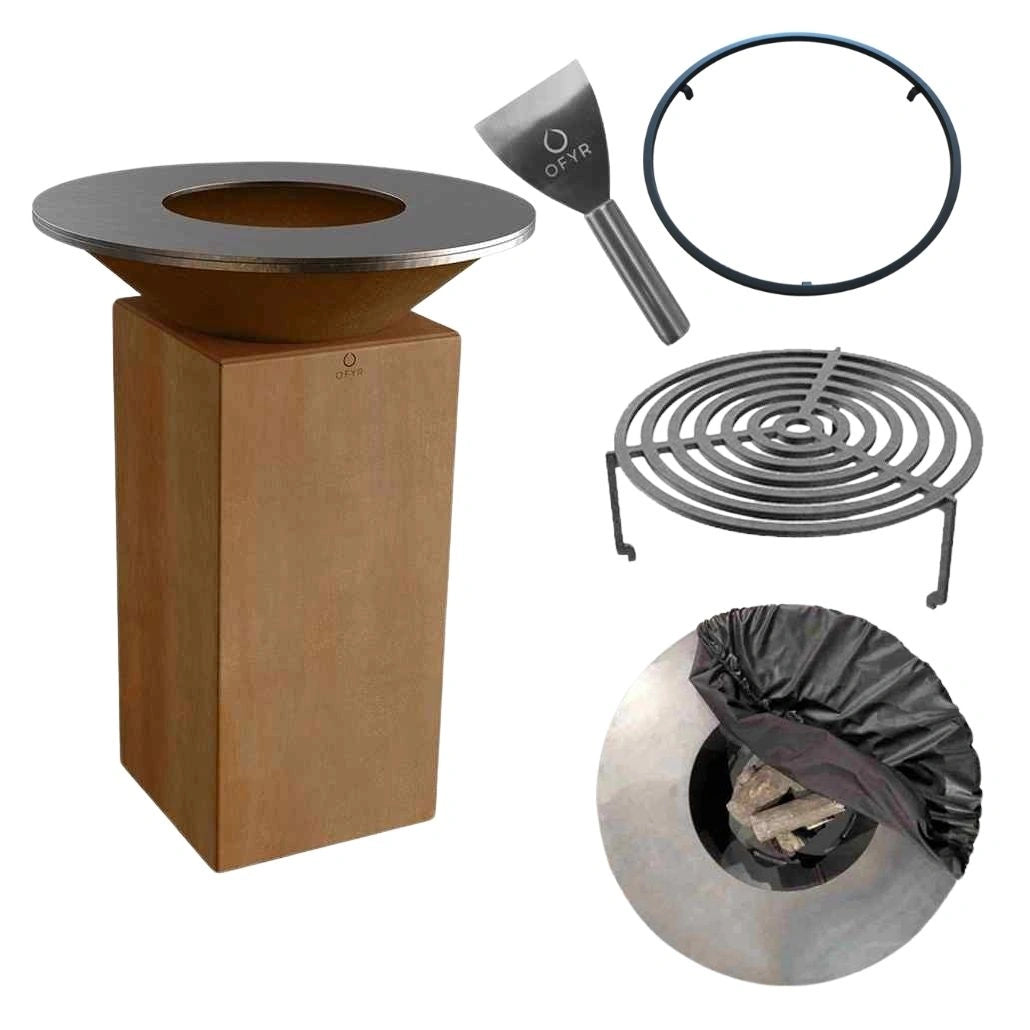 Set Gratar OFYR ORIGINAL Corten 75 cu vatra de gatit pe lemne + Gratar + Husa + Racleta