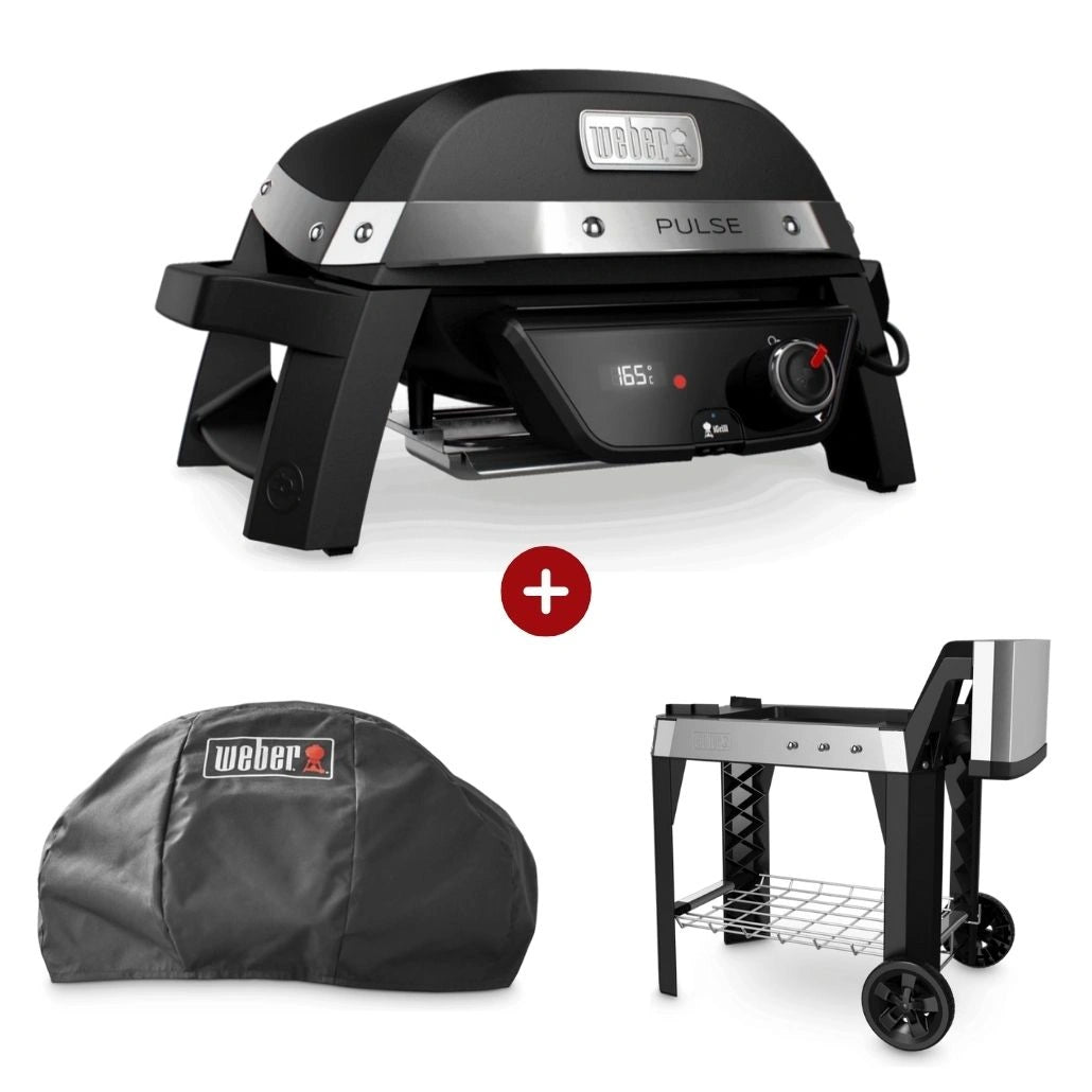 Pro Pack Weber - Gratar electric Pulse 1000 + husa + suport cu roti