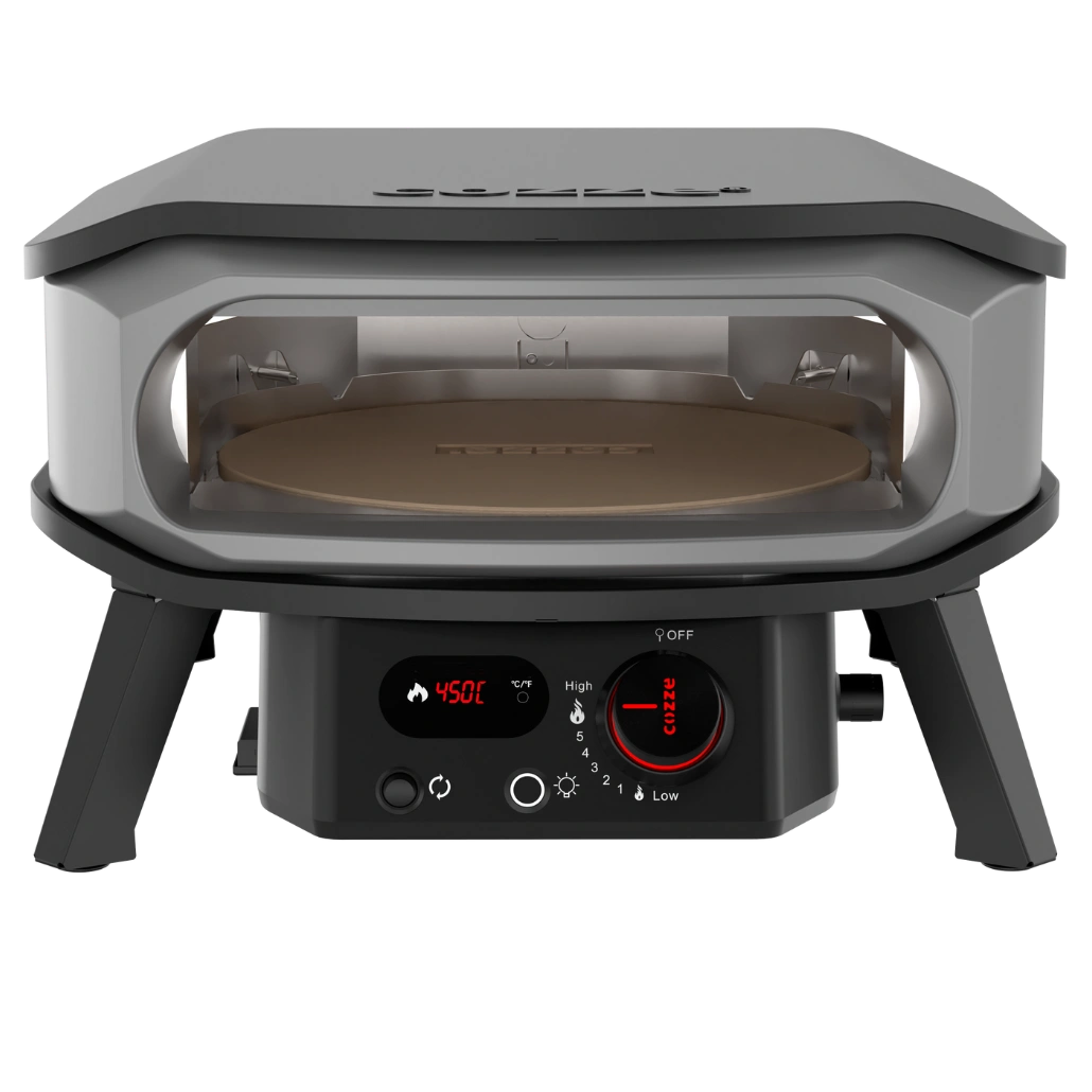 Cuptor Pizza pe gaz PREMIUM 34cm - piatra rotativa pentru pizza, termometru digital si lumina LED + REGULATOR
