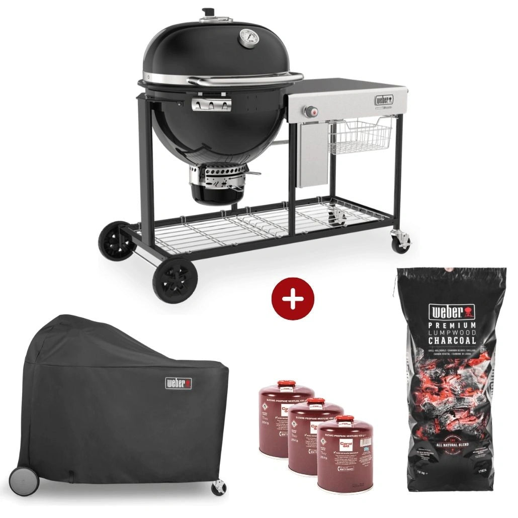 Pro pack gratar pe carbuni Summit Kamado S6 Negru + husa de protectie + 3 butelii gaz + sac carbune 10 kg