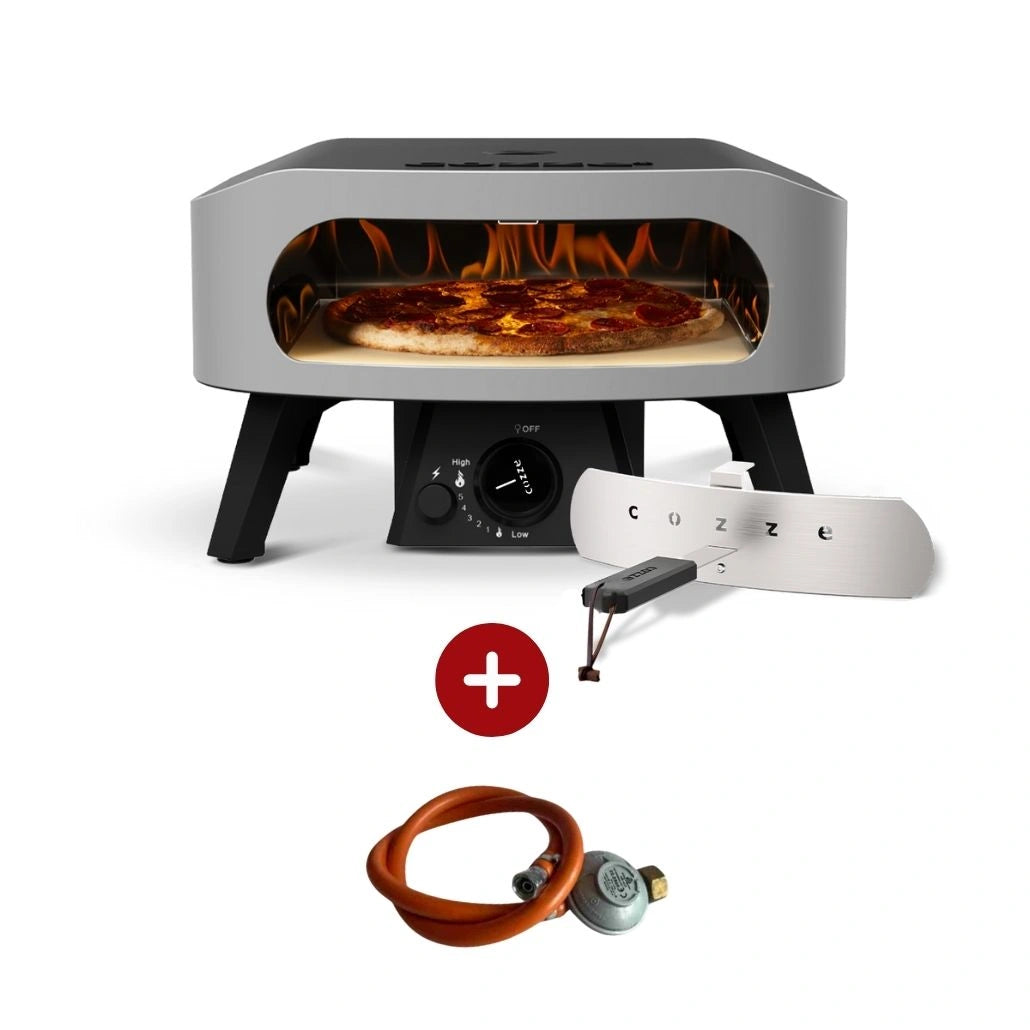 Cuptor pizza pe gaz 34cm Cozze Classic cu piatra pizza + regulator gaz