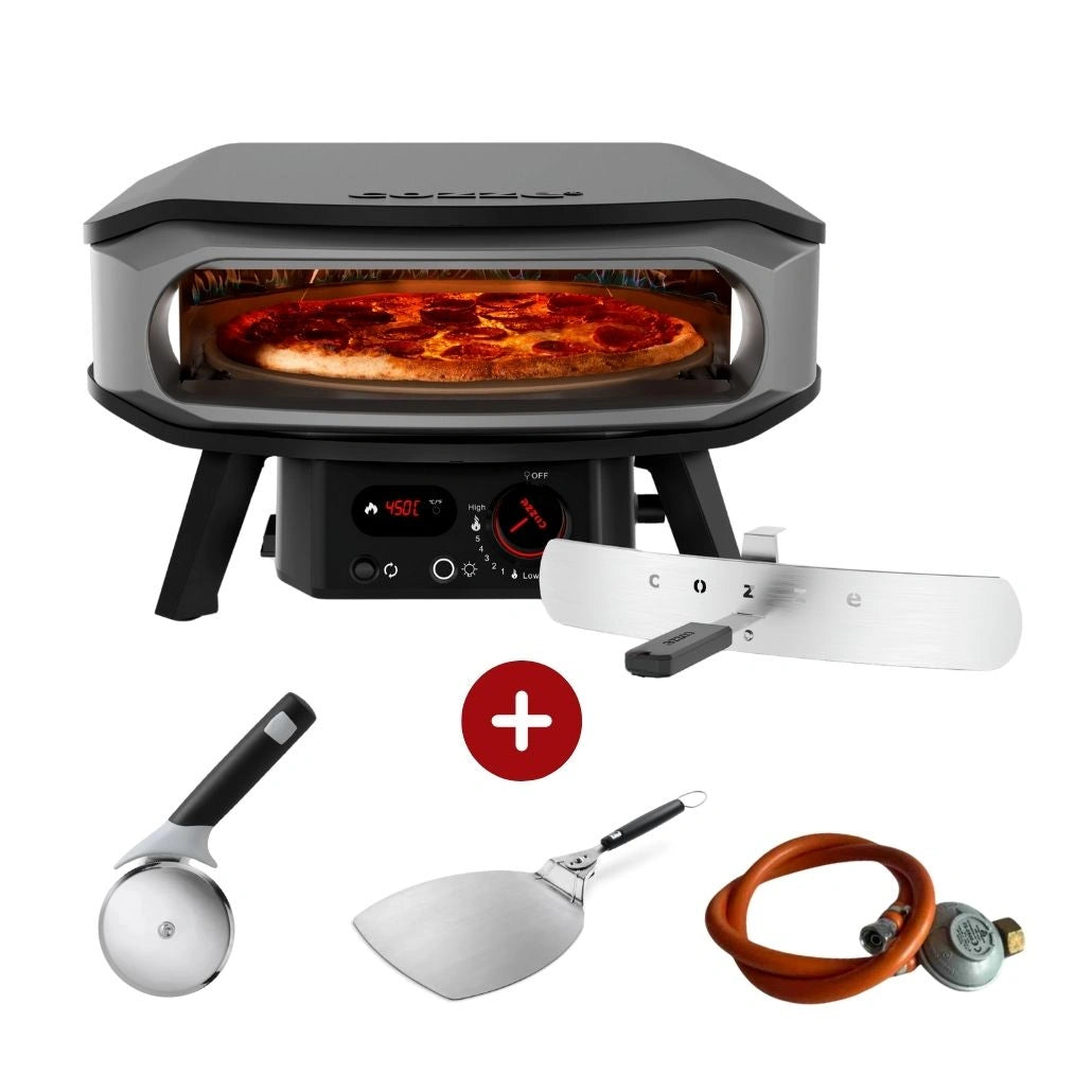 Starter pack gaz Cozze PREMIUM 42.5cm - piatra rotativa pentru pizza, termometru digital si lumina LED + REGULATOR