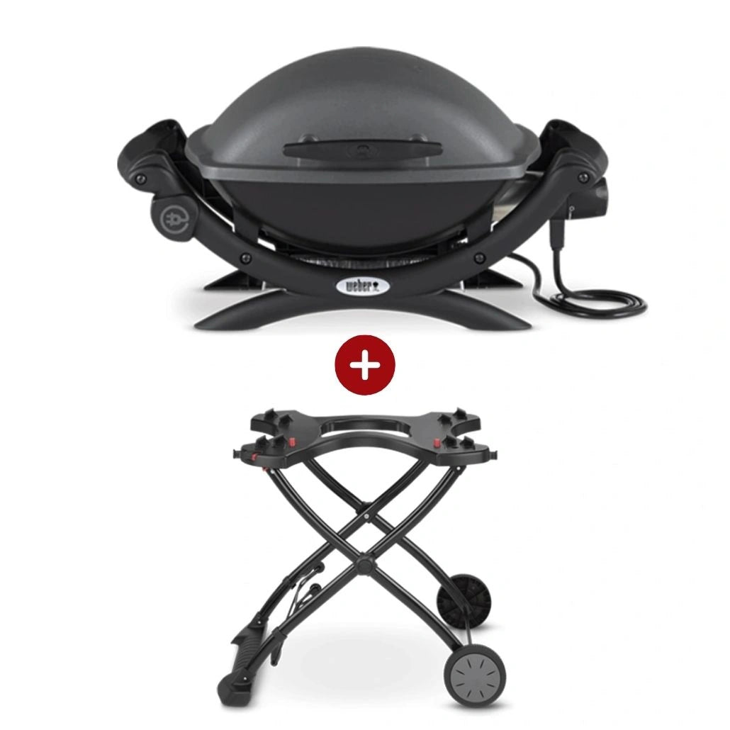 Set Gratar electric Weber Q1400 - Antracit + suport cu roti